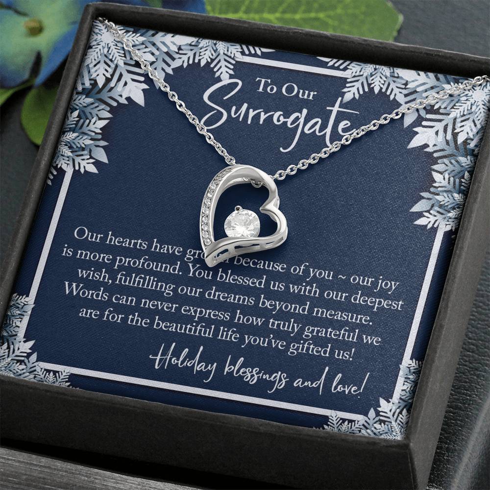 To Our Surrogate • Happy Holidays Heart Pendant Jewelry ShineOn Fulfillment 14k White Gold Finish 