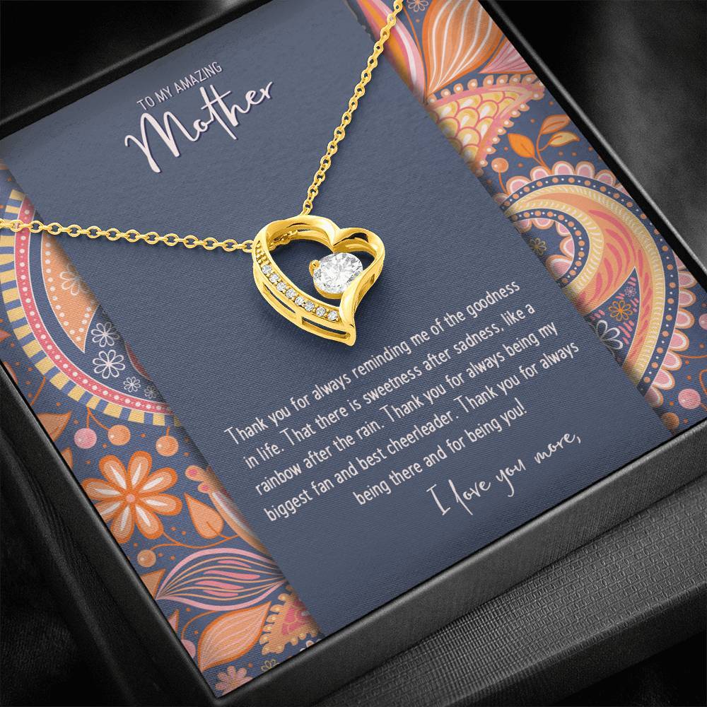 CZ Heart Pendant • Custom Message Card To My Mother Jewelry ShineOn Fulfillment 18k Yellow Gold Finish 