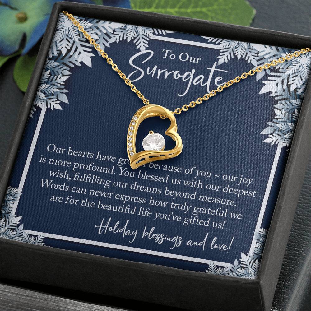 To Our Surrogate • Happy Holidays Heart Pendant Jewelry ShineOn Fulfillment 18k Yellow Gold Finish 