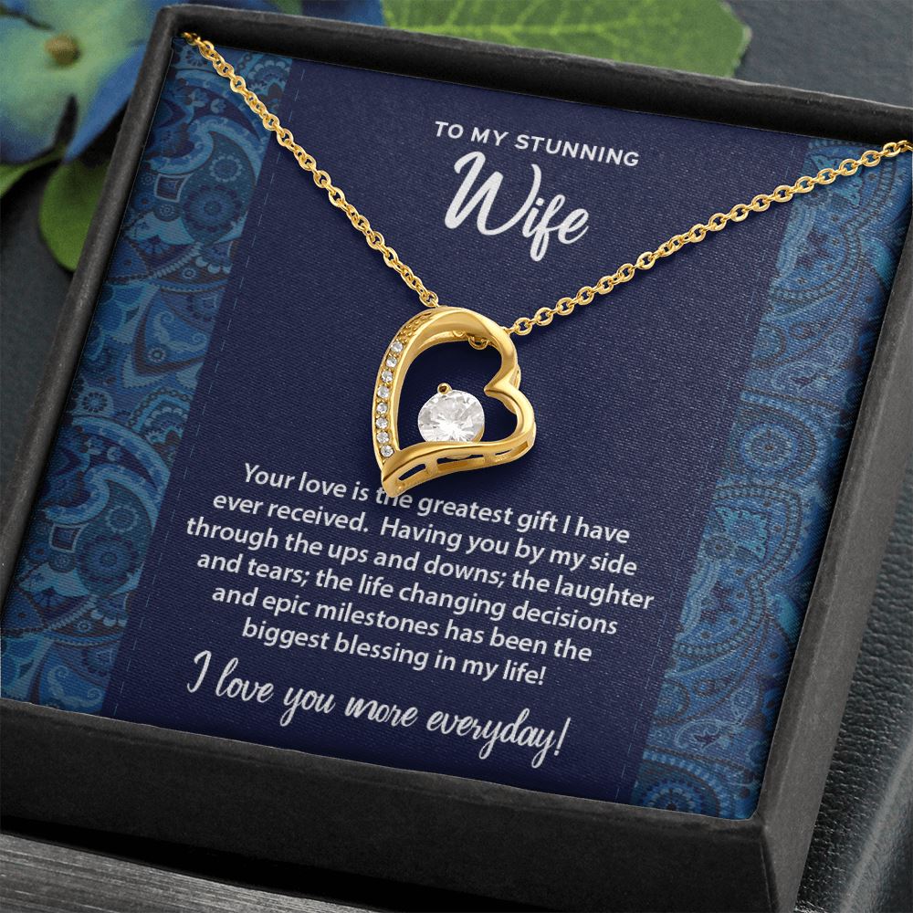 You Are My Greatest Gift • To My Wife Heart Pendant Jewelry ShineOn Fulfillment 18k Yellow Gold Finish Standard Box 