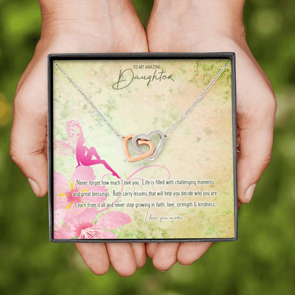 Double Heart Pendant • Custom Message Card To Daughter, Love Jewelry ShineOn Fulfillment 