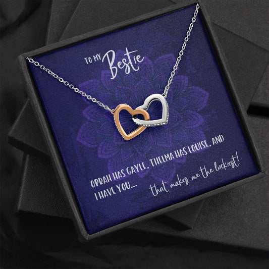 To My Bestie • Oprah and Gayle Interlocking Hearts Necklace Jewelry ShineOn Fulfillment Standard Box 
