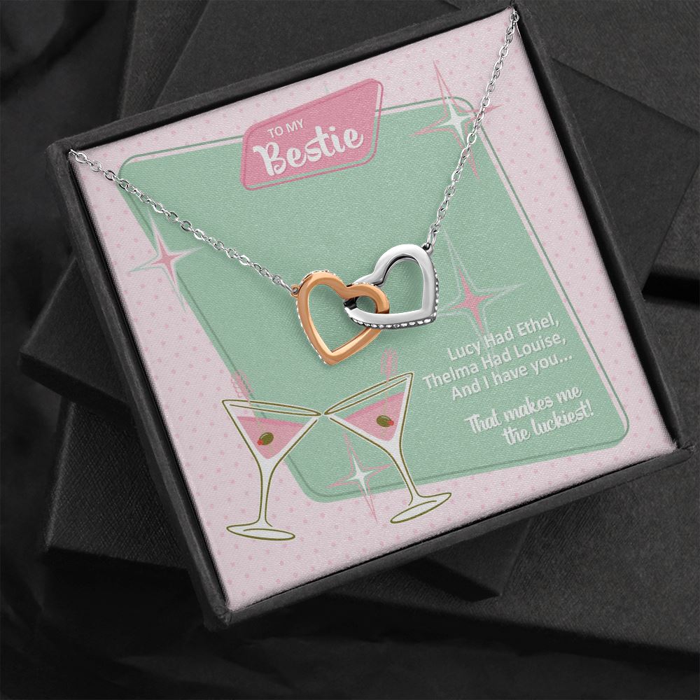 To My Bestie • Lucy and Ethel Interlocking Hearts Necklace Jewelry ShineOn Fulfillment Standard Box 