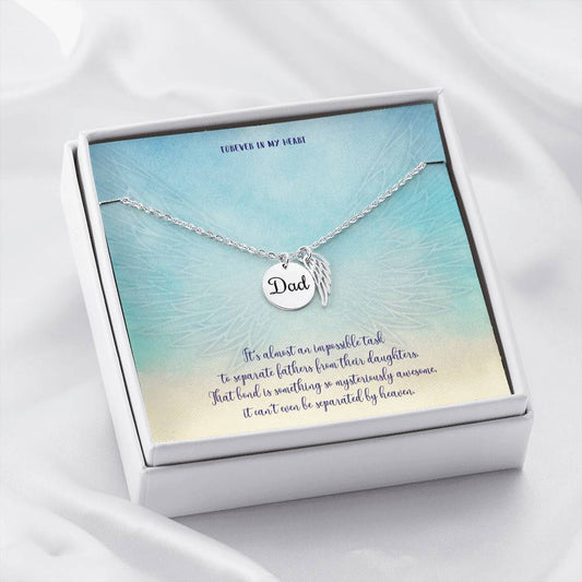 Dad Memorial Jewelry • Angle Wing Necklace Forever In My Heart Jewelry ShineOn Fulfillment Dad - Polished Stainless Steel 