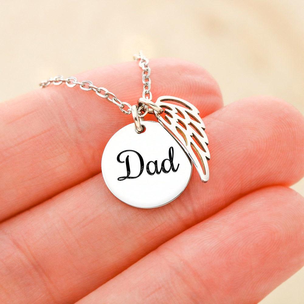 Dad Memorial Jewelry • Angle Wing Necklace Forever In My Heart Jewelry ShineOn Fulfillment 