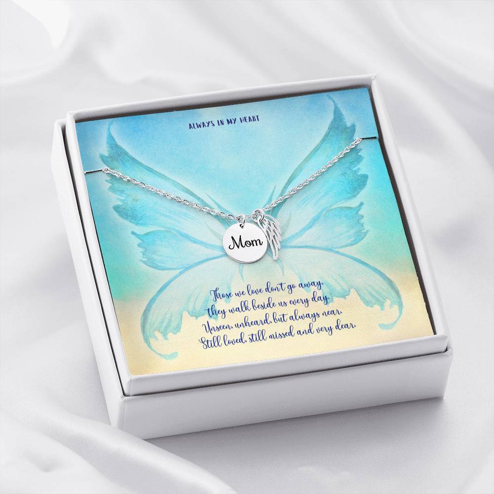 Condolence Angel Wing Necklace for Loss of Mother Gift Jewelry ShineOn Fulfillment Polished Stainless Steel 