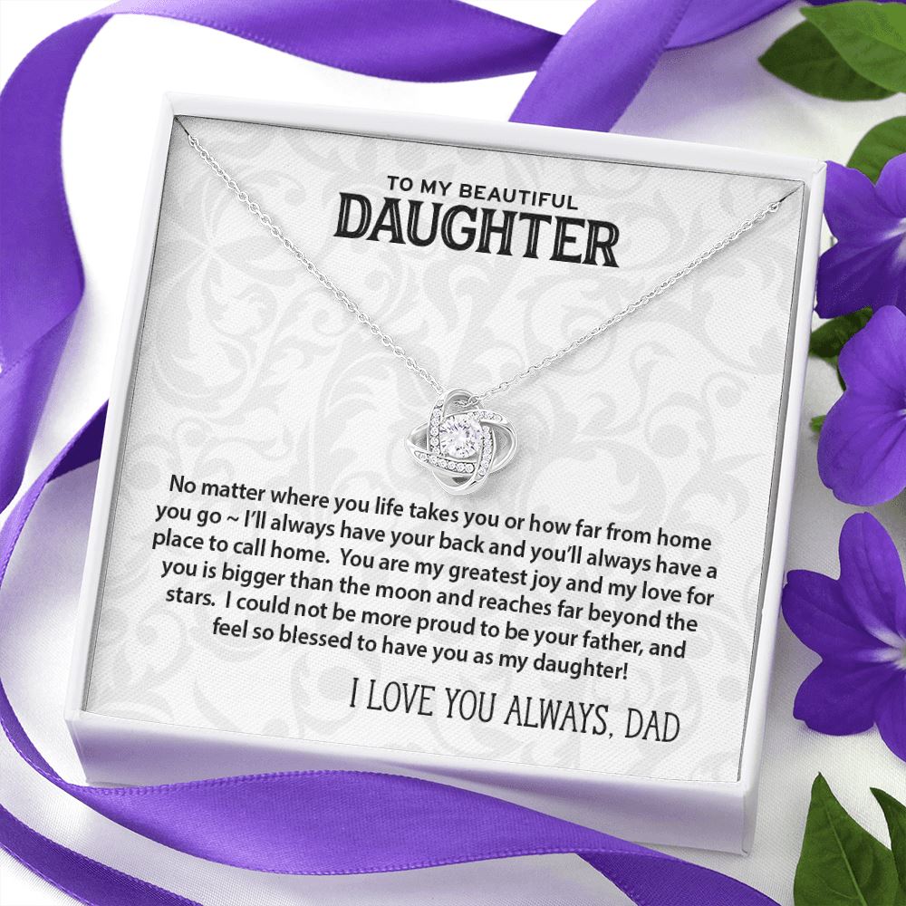 Message To My Daughter from Dad • Love Knot Necklace Jewelry ShineOn Fulfillment 