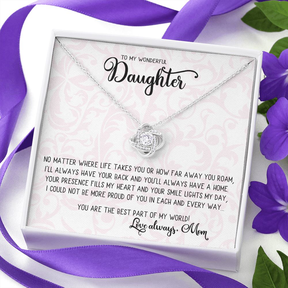 Shineon Fulfillment Mother and Daughter Necklaces Sentimental Gifts for Mother Day on Her Birthday Presents Love Knot with Earrings Necklace with Message Card and Gift