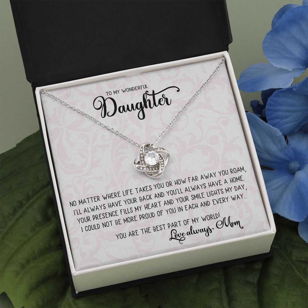 To My Daughter From Mother • Love Knot Necklace Jewelry ShineOn Fulfillment Two Toned Box 