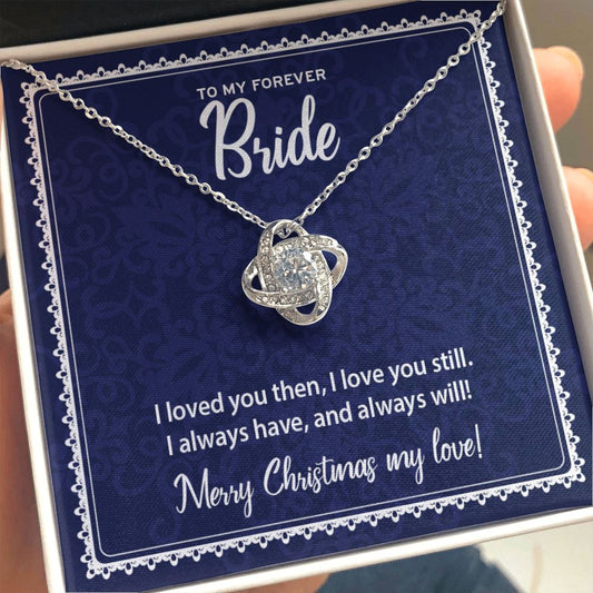 Merry Christmas to Forever Bride • Love Knot Necklace Jewelry ShineOn Fulfillment Two Toned Box 