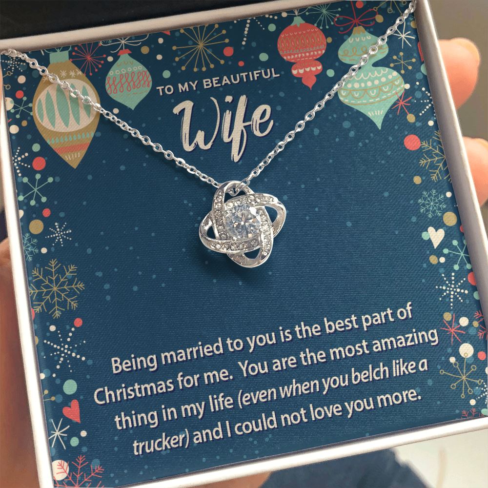 Funny Christmas Message to my Wife • Love Knot Pendant Jewelry ShineOn Fulfillment Standard Box 
