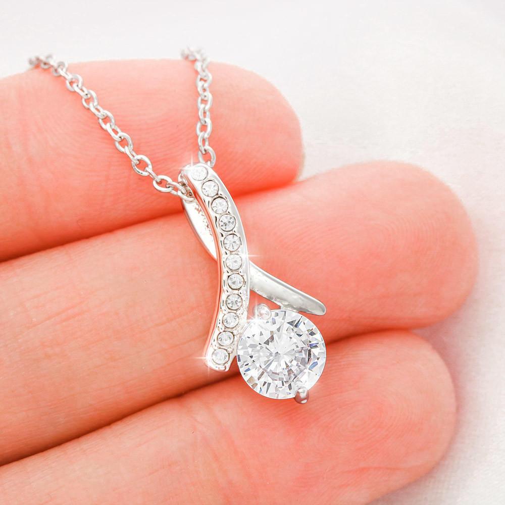 CZ Ribbon Pendant • Mother's Day I Love You Message Jewelry ShineOn Fulfillment 