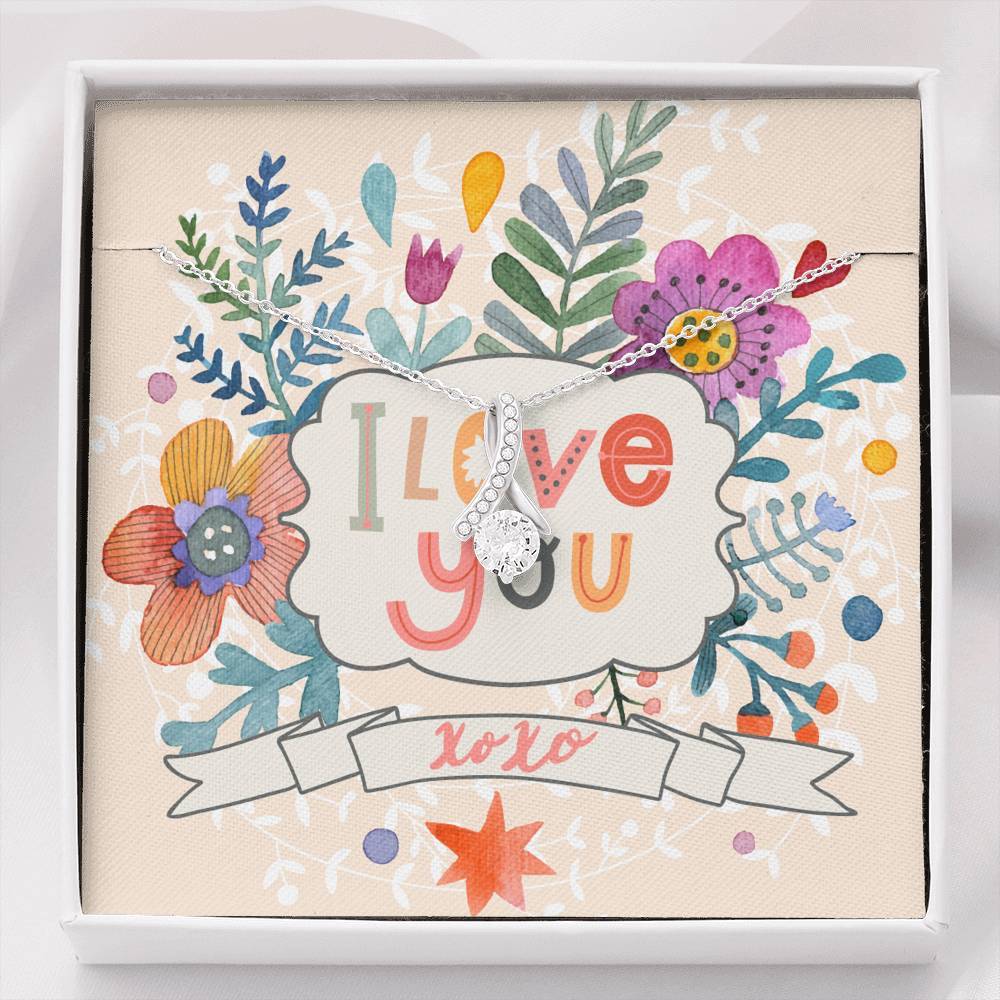 Ribbon Pendant with I Love You Art Card Jewelry ShineOn Fulfillment Standard Box 