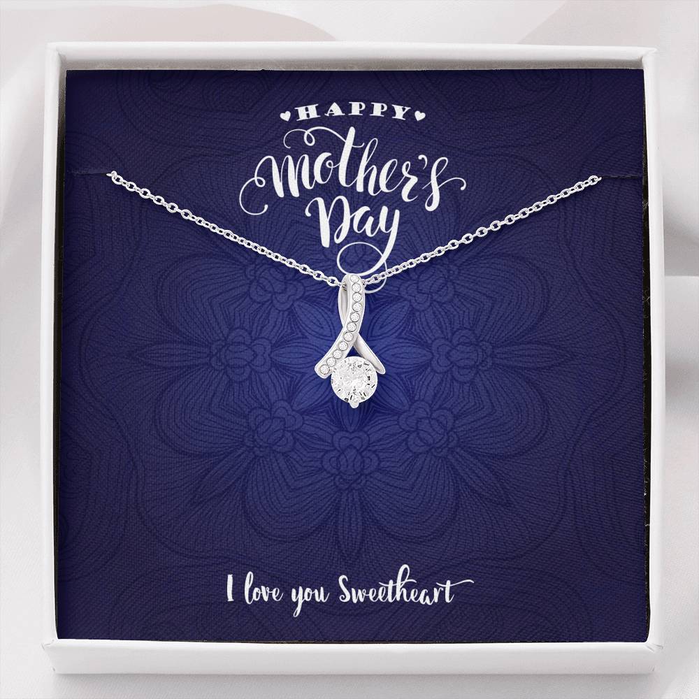 CZ RIBBON PENDANT • HAPPY MOTHER'S DAY MESSAGE CARD Jewelry ShineOn Fulfillment Standard Box 