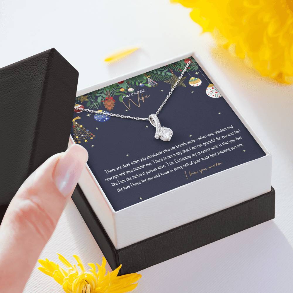 CZ Ribbon Pendant • Custom Message Card To My Wife Jewelry ShineOn Fulfillment 