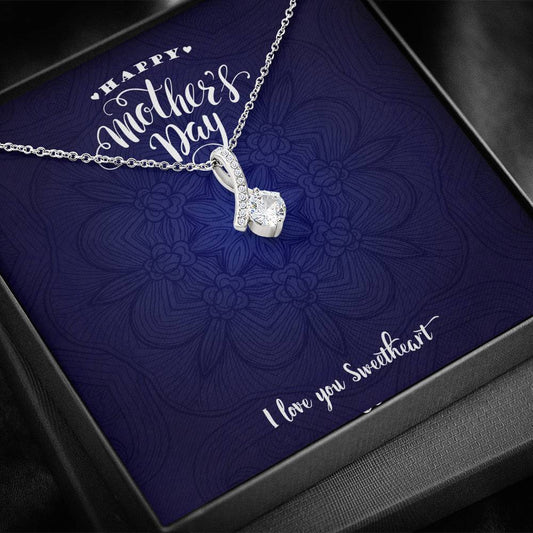 CZ RIBBON PENDANT • HAPPY MOTHER'S DAY MESSAGE CARD Jewelry ShineOn Fulfillment 