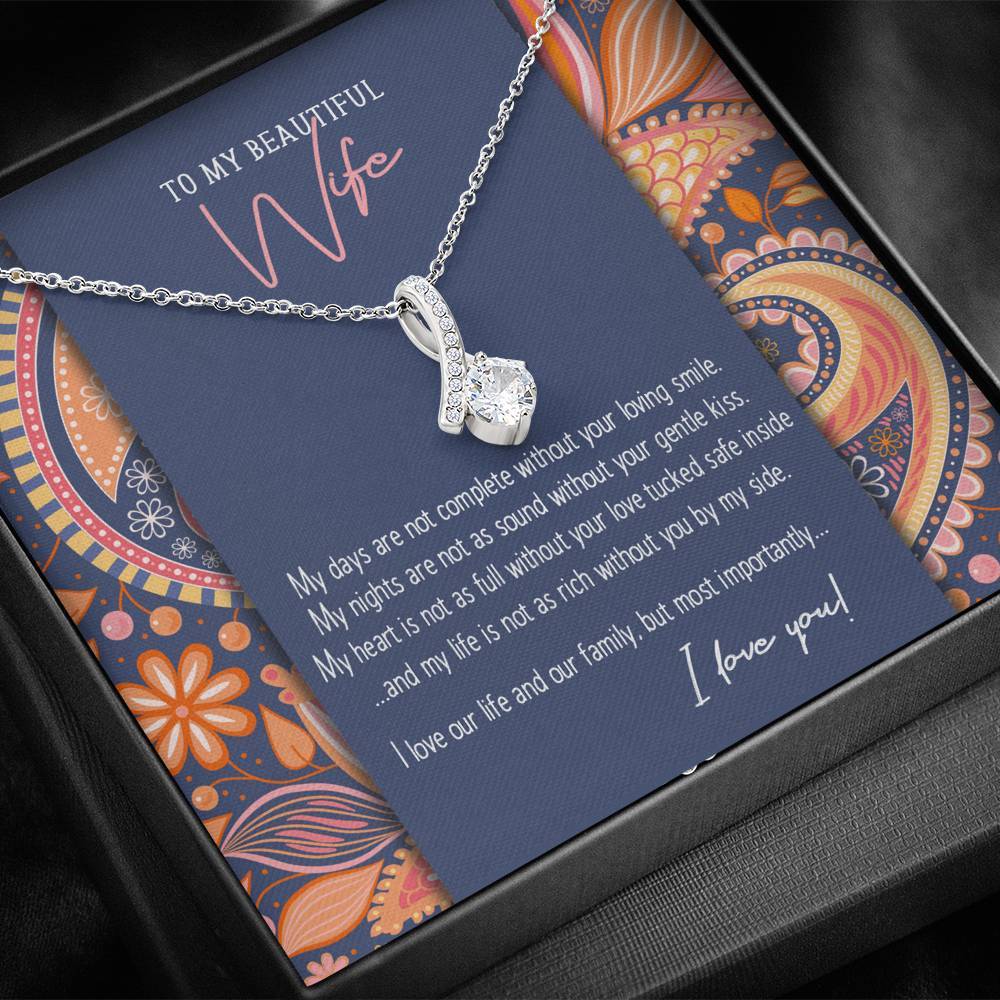 CZ RIBBON PENDANT • TO MY BEAUTIFUL WIFE MESSAGE CARD Jewelry ShineOn Fulfillment 