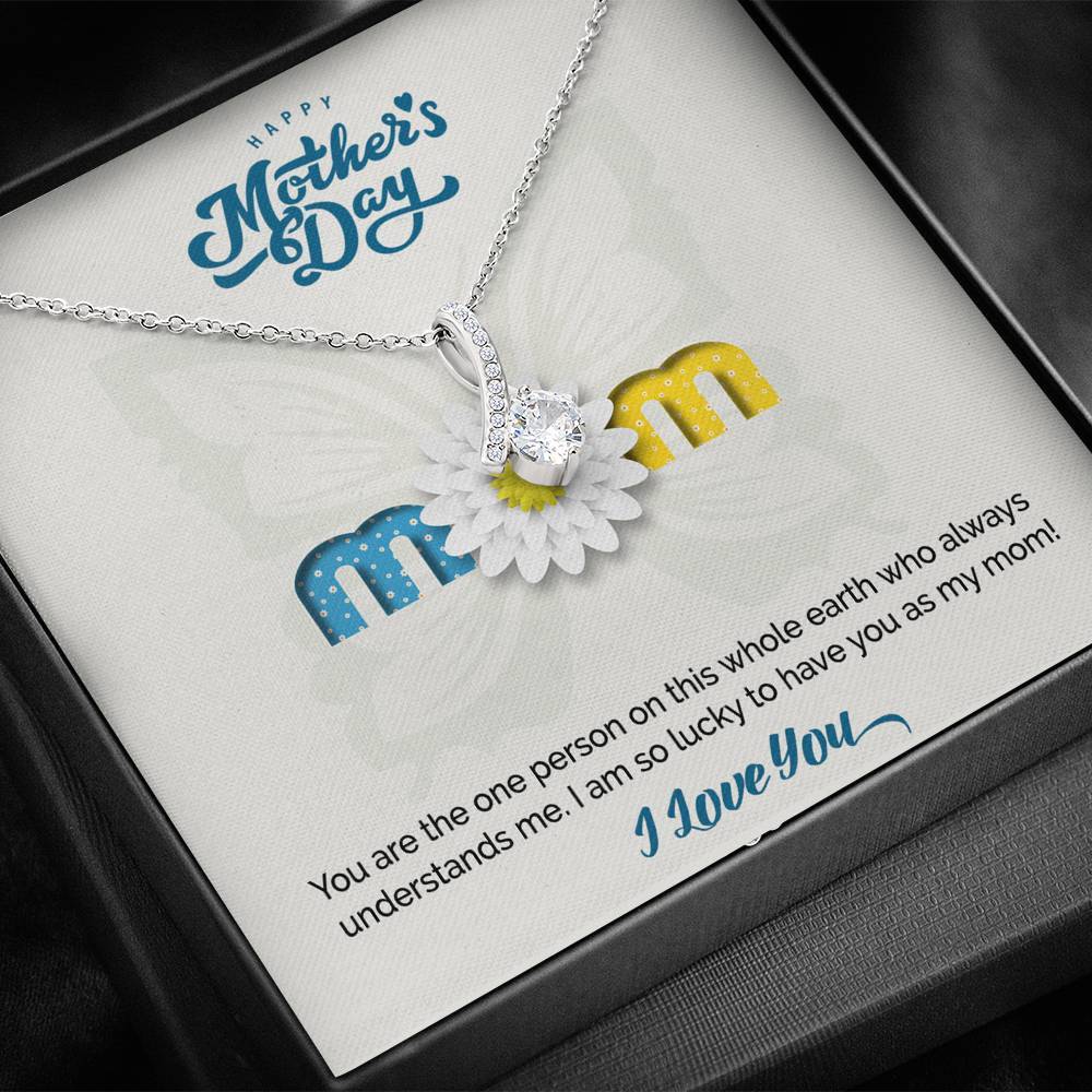 CZ Ribbon Pendant • Mother's Day I Love You Message Jewelry ShineOn Fulfillment 