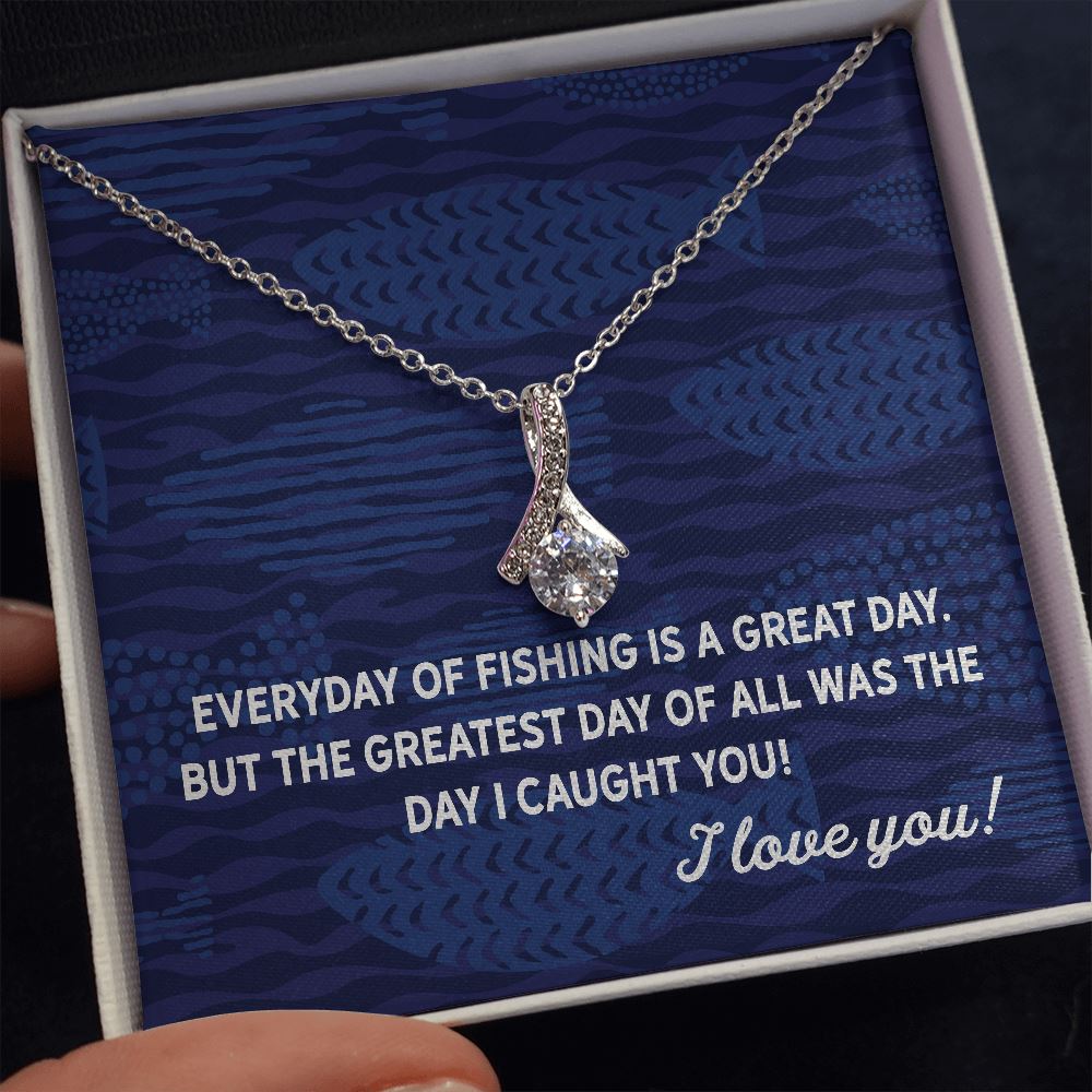 The Best Day Fishing • Ribbon Pendant Jewelry ShineOn Fulfillment 