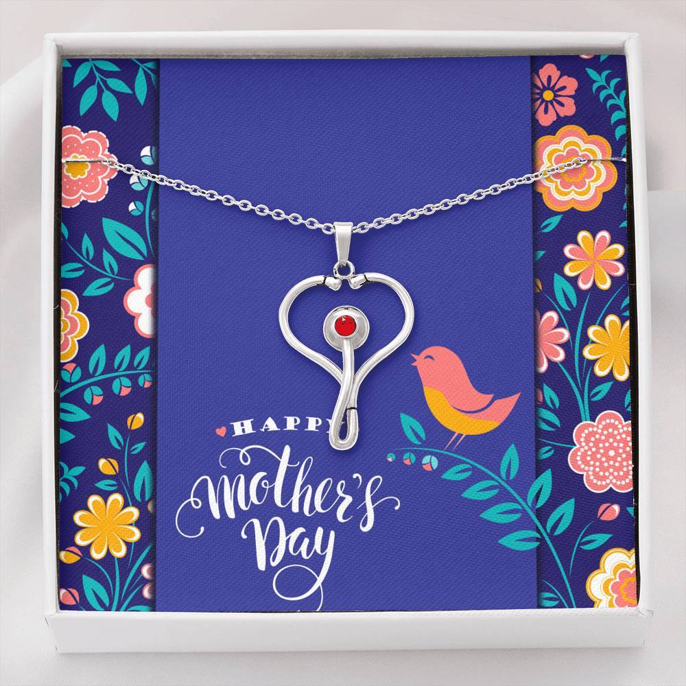 Stethoscope Pendant for Nurses • Mother's Day Message Card Jewelry ShineOn Fulfillment Standard Box 