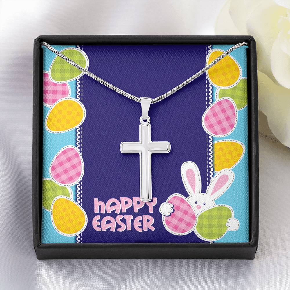Kid's Easter Cross Necklace • Happy Easter Message Card Jewelry ShineOn Fulfillment Standard Box 