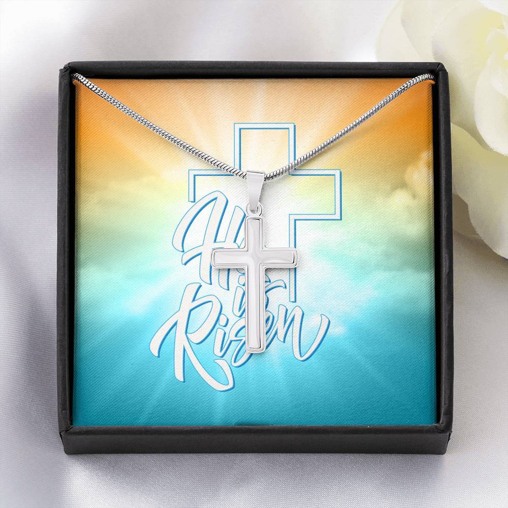 Easter Cross Necklace • Framable He Is Risen Art Card Jewelry ShineOn Fulfillment Standard Box 