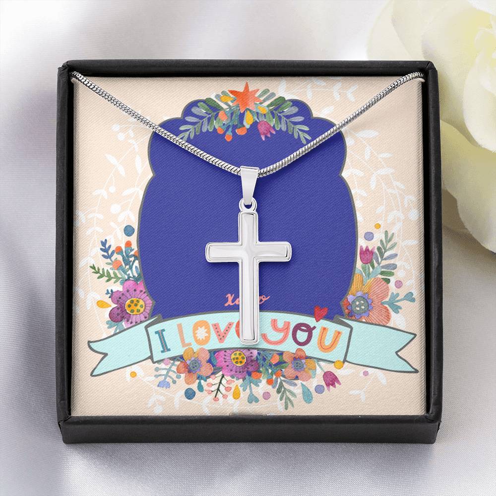 Cross Necklace • I Love You Message Card Jewelry ShineOn Fulfillment Standard Box 