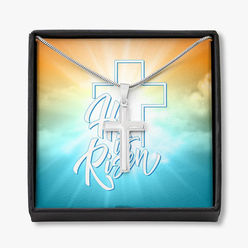 Easter Cross Necklace • Framable He Is Risen Art Card Jewelry ShineOn Fulfillment 