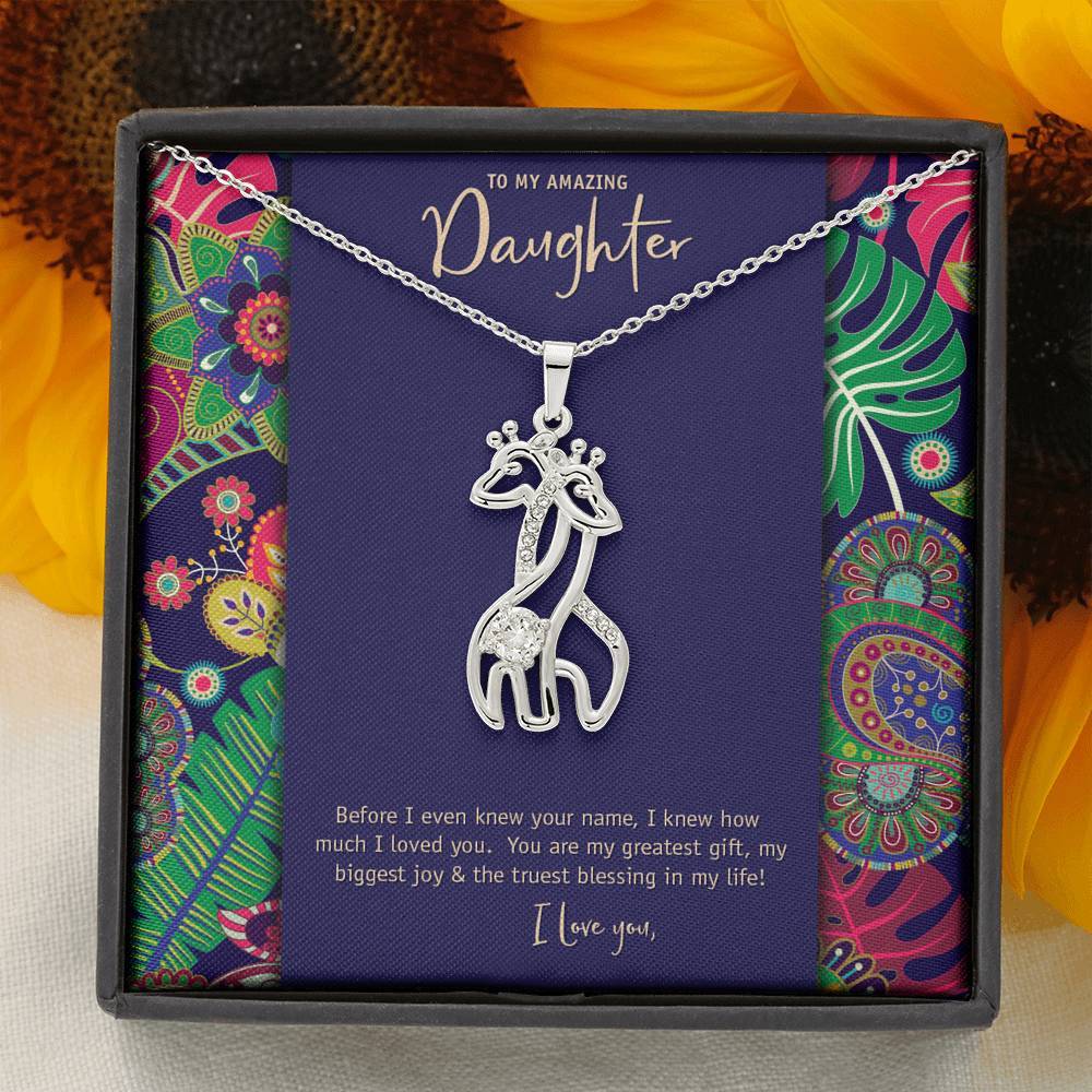 Mother's Love Giraffe Pendant • To Daughter, Love Mother Jewelry ShineOn Fulfillment 14K White Gold Finish 