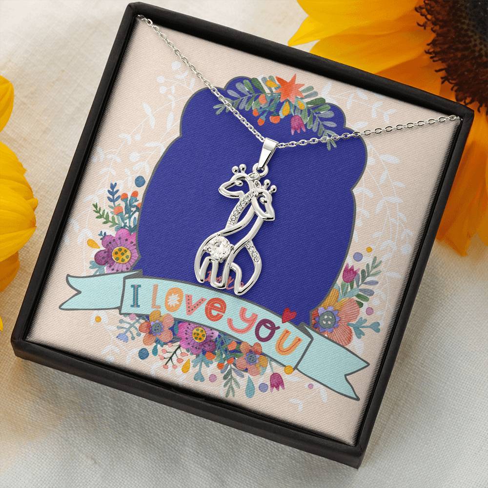 Mother and Child Giraffe Pendant • I Love You Card Jewelry ShineOn Fulfillment 