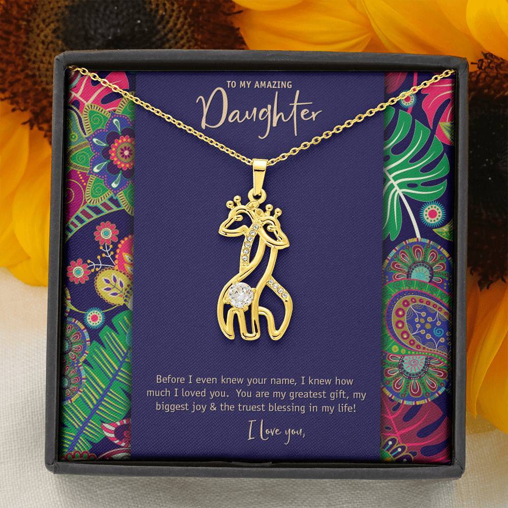 Mother's Love Giraffe Pendant • To Daughter, Love Mother Jewelry ShineOn Fulfillment 18K Yellow Gold Finish 