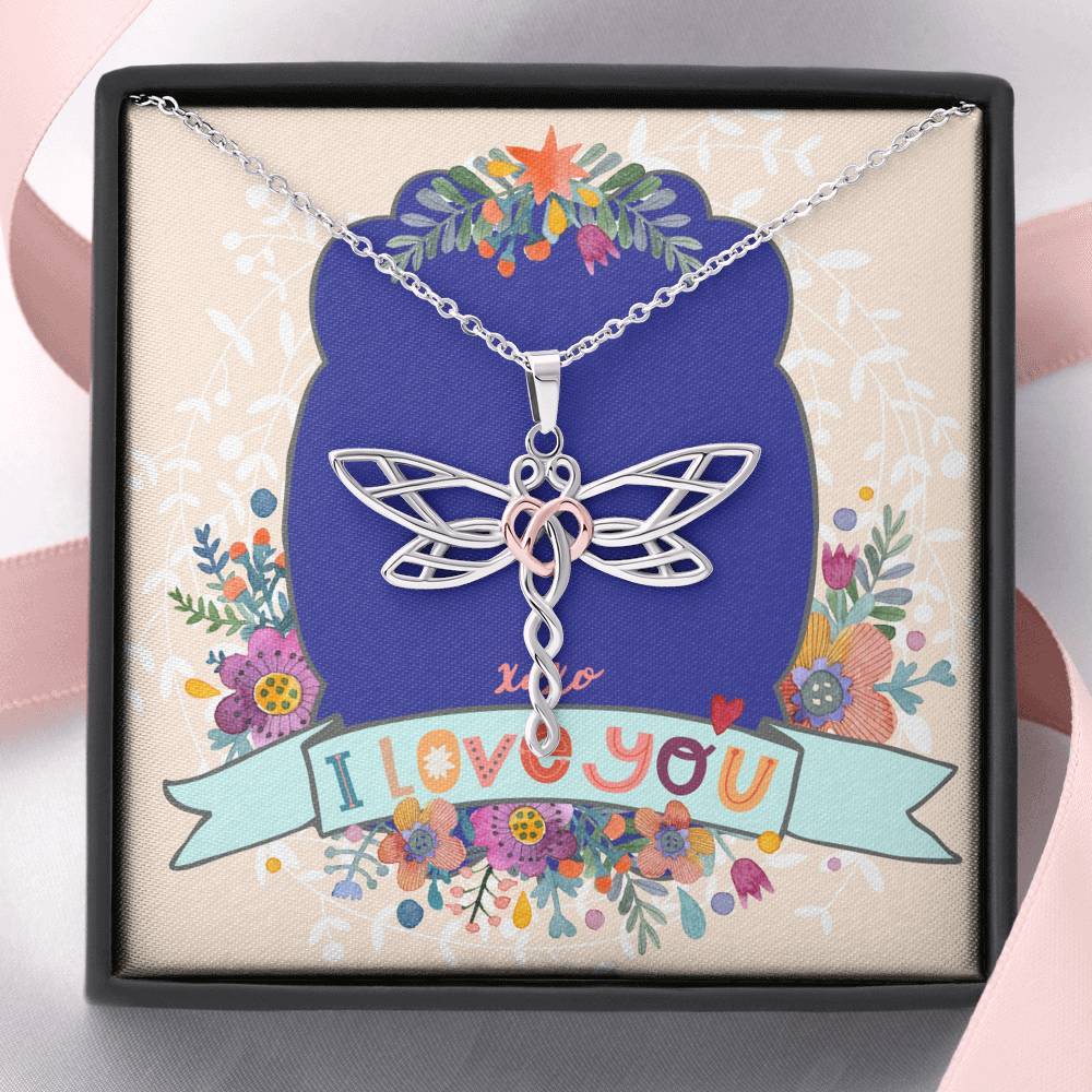 Dragonfly Pendant • I Love You Message Card Jewelry ShineOn Fulfillment Standard Box 