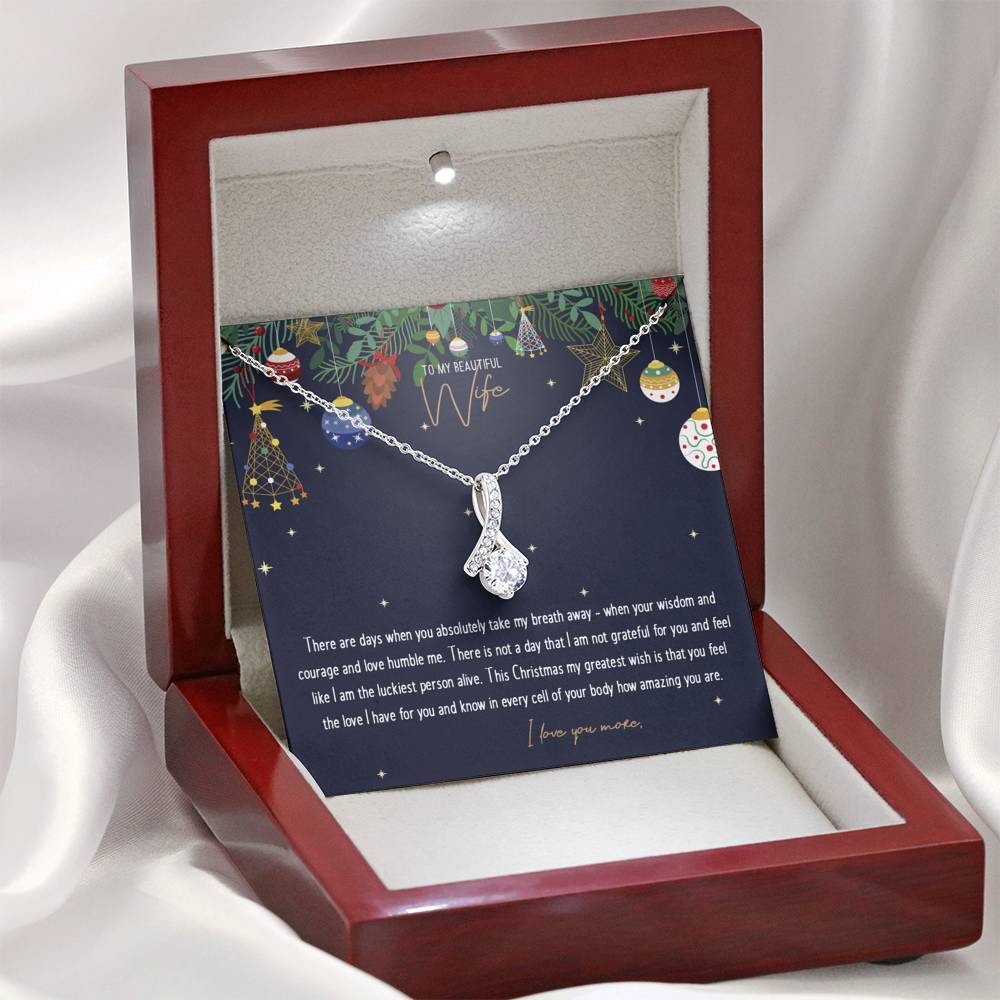 CZ Ribbon Pendant • Custom Message Card To My Wife Jewelry ShineOn Fulfillment 