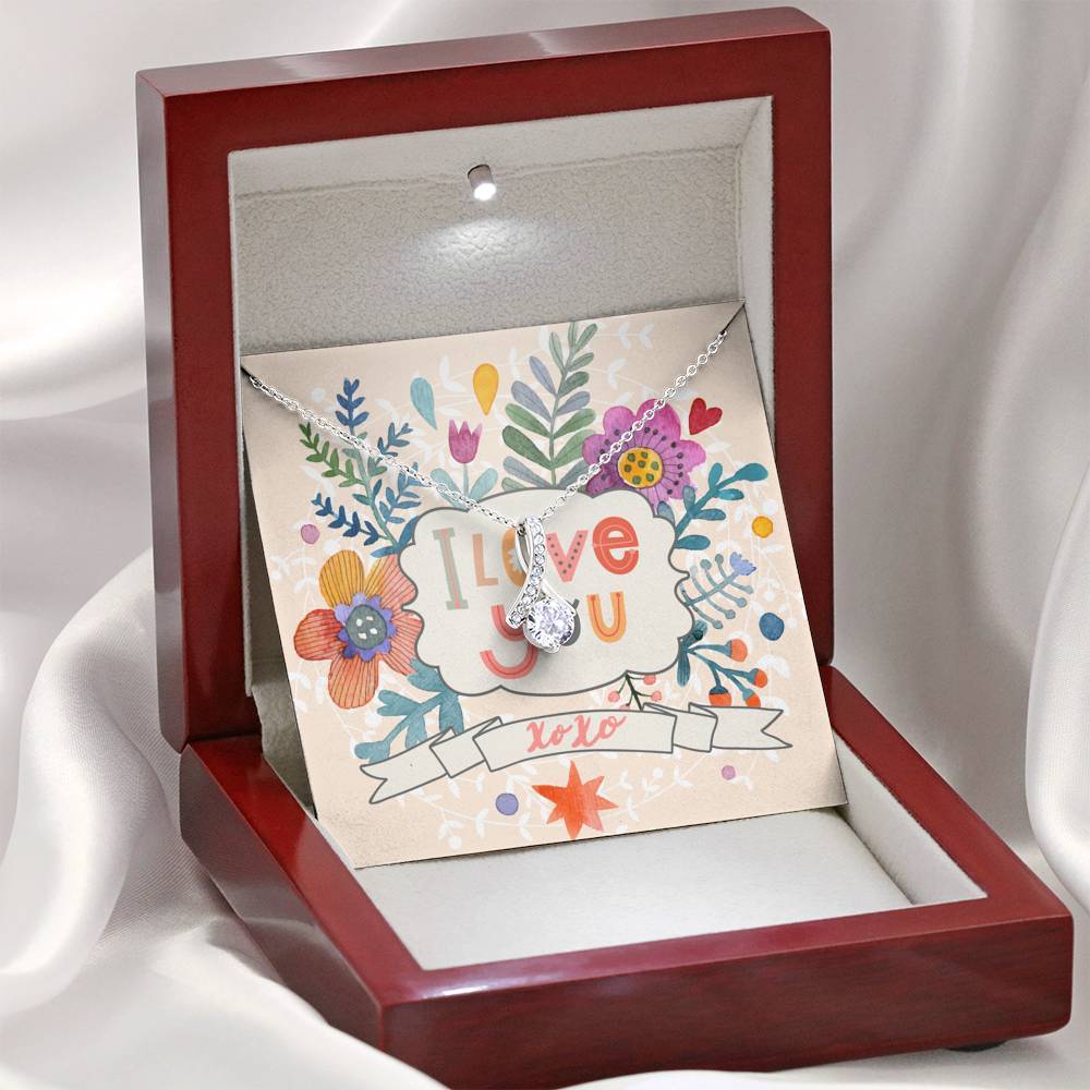 Ribbon Pendant with I Love You Art Card Jewelry ShineOn Fulfillment 
