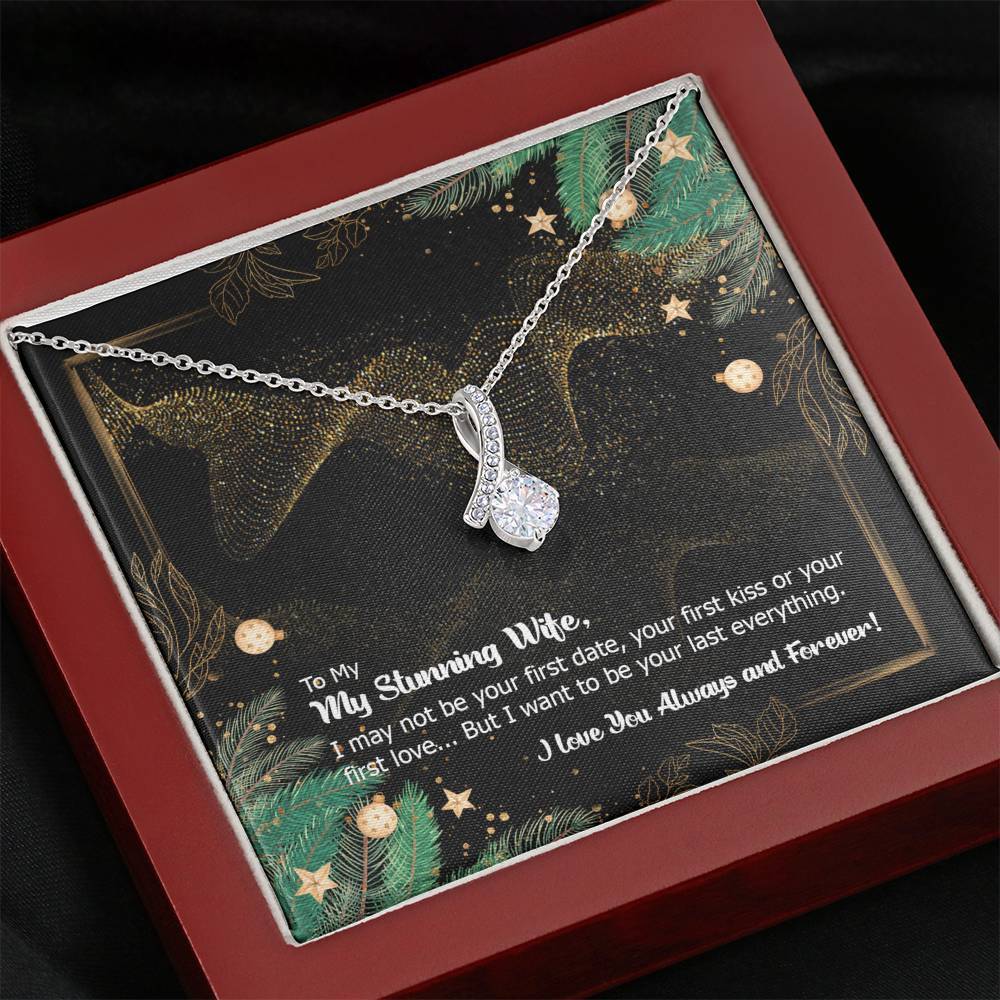 CZ Ribbon Pendant • Holiday Message to My Wife Jewelry ShineOn Fulfillment Mahogany Style Luxury Box 