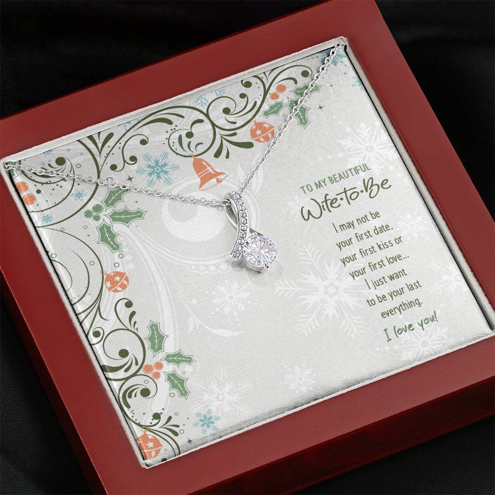 CZ Ribbon Pendant • Custom Message For My Wife To Be Jewelry ShineOn Fulfillment Mahogany Style Luxury Box 