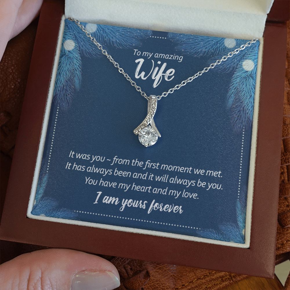 Christmas Message To My Wife • Ribbon Pendant Jewelry ShineOn Fulfillment Mahogany Style Luxury Box 