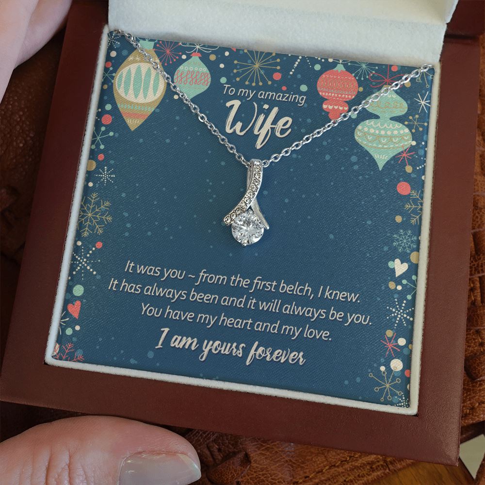 Funny Christmas Message to my Wife • Ribbon Pendant Jewelry ShineOn Fulfillment Mahogany Style Luxury Box 