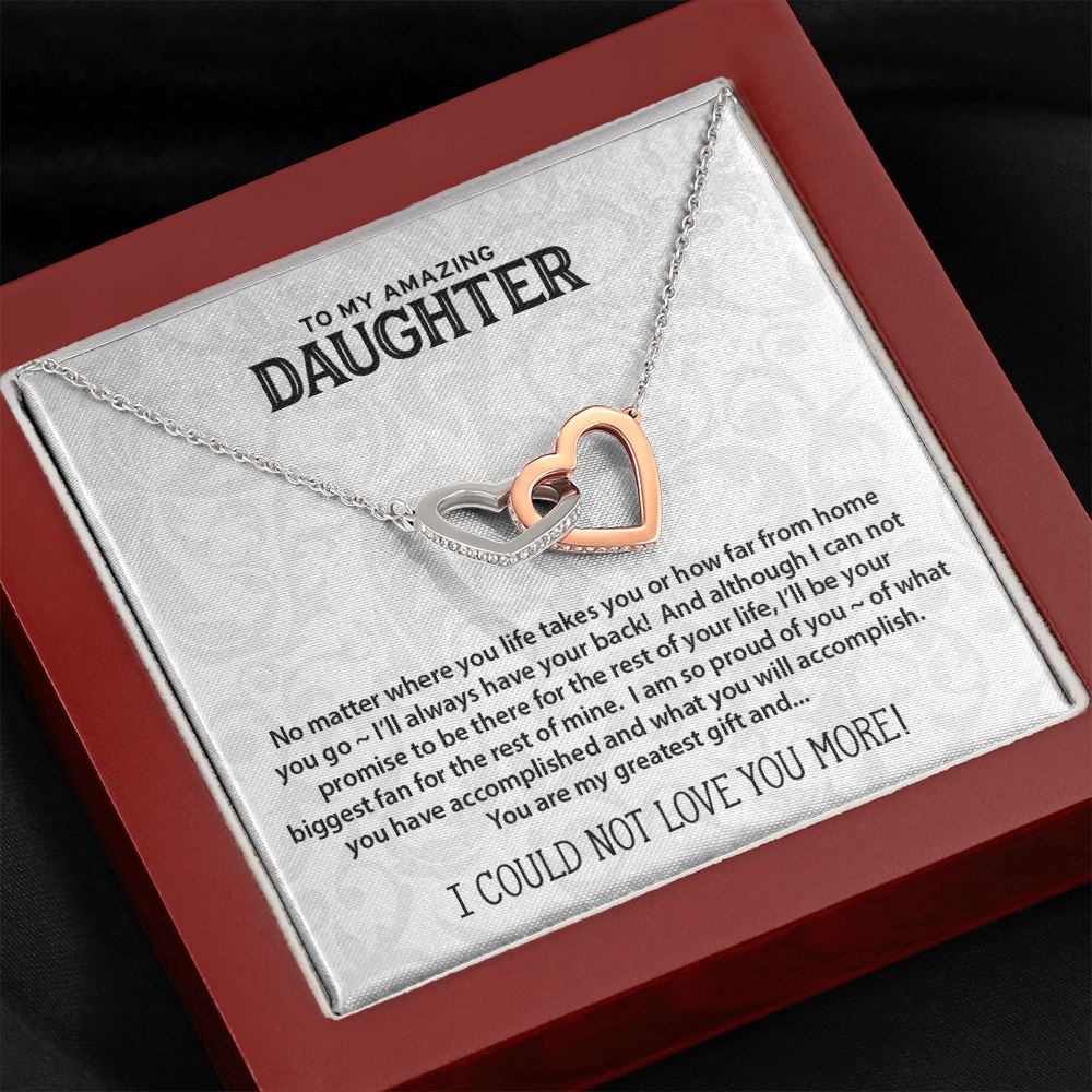 Message To My Daughter • Interlocking Hearts Jewelry ShineOn Fulfillment Mahogany Style Luxury Box (w/LED) 