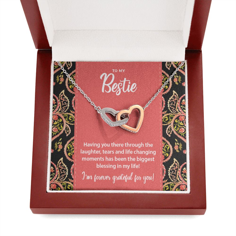 To My Best Friend • Interlocking Hearts Pendant Jewelry ShineOn Fulfillment Mahogany Style Luxury Box (w/LED) 