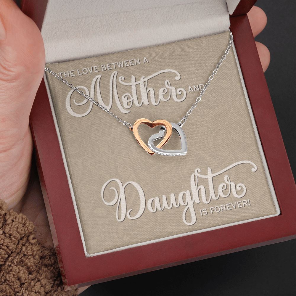 Mother Daughter Love • Interlocking Hearts Pendant Jewelry ShineOn Fulfillment Mahogany Style Luxury Box (w/LED) 