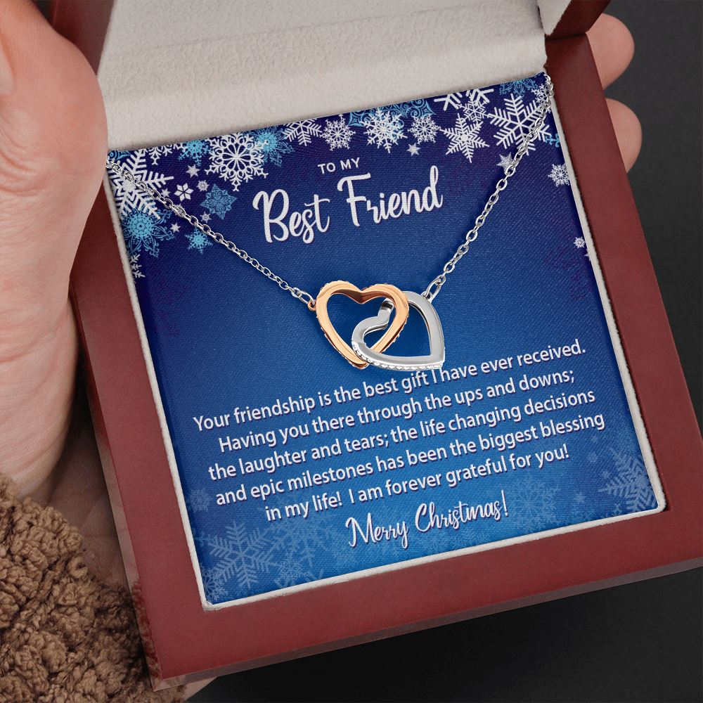 Christmas Message To My Best Friend • Interlocking Hearts Jewelry ShineOn Fulfillment Mahogany Style Luxury Box (w/LED) 