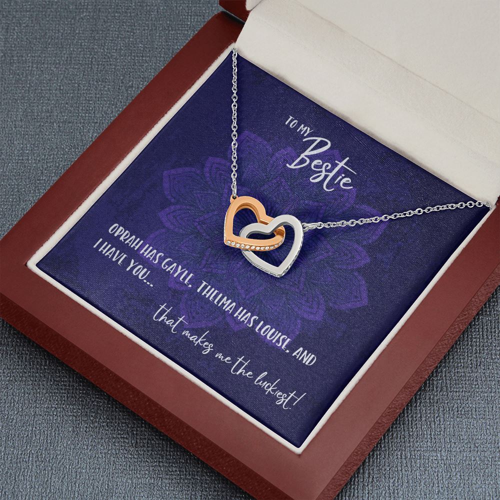 To My Bestie • Oprah and Gayle Interlocking Hearts Necklace Jewelry ShineOn Fulfillment Mahogany Style Luxury Box 