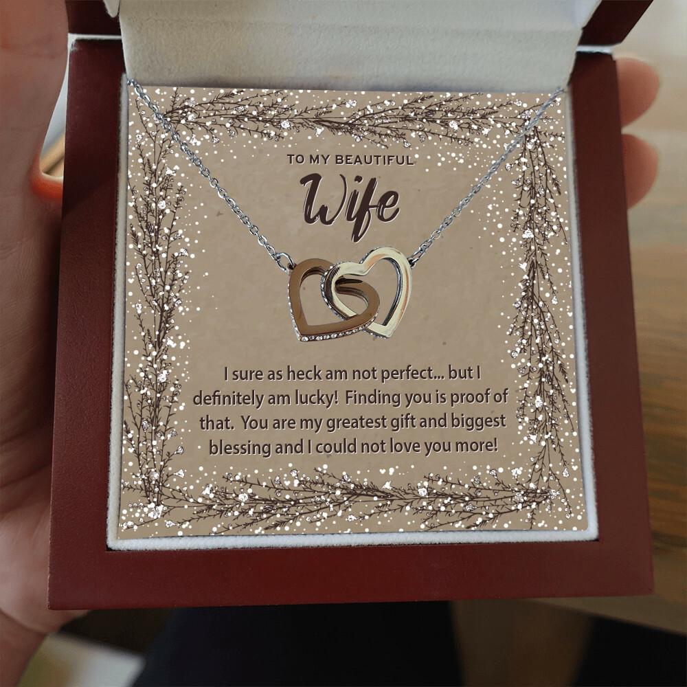 To My Wife Message • Interlocking Hearts Pendant Jewelry ShineOn Fulfillment 