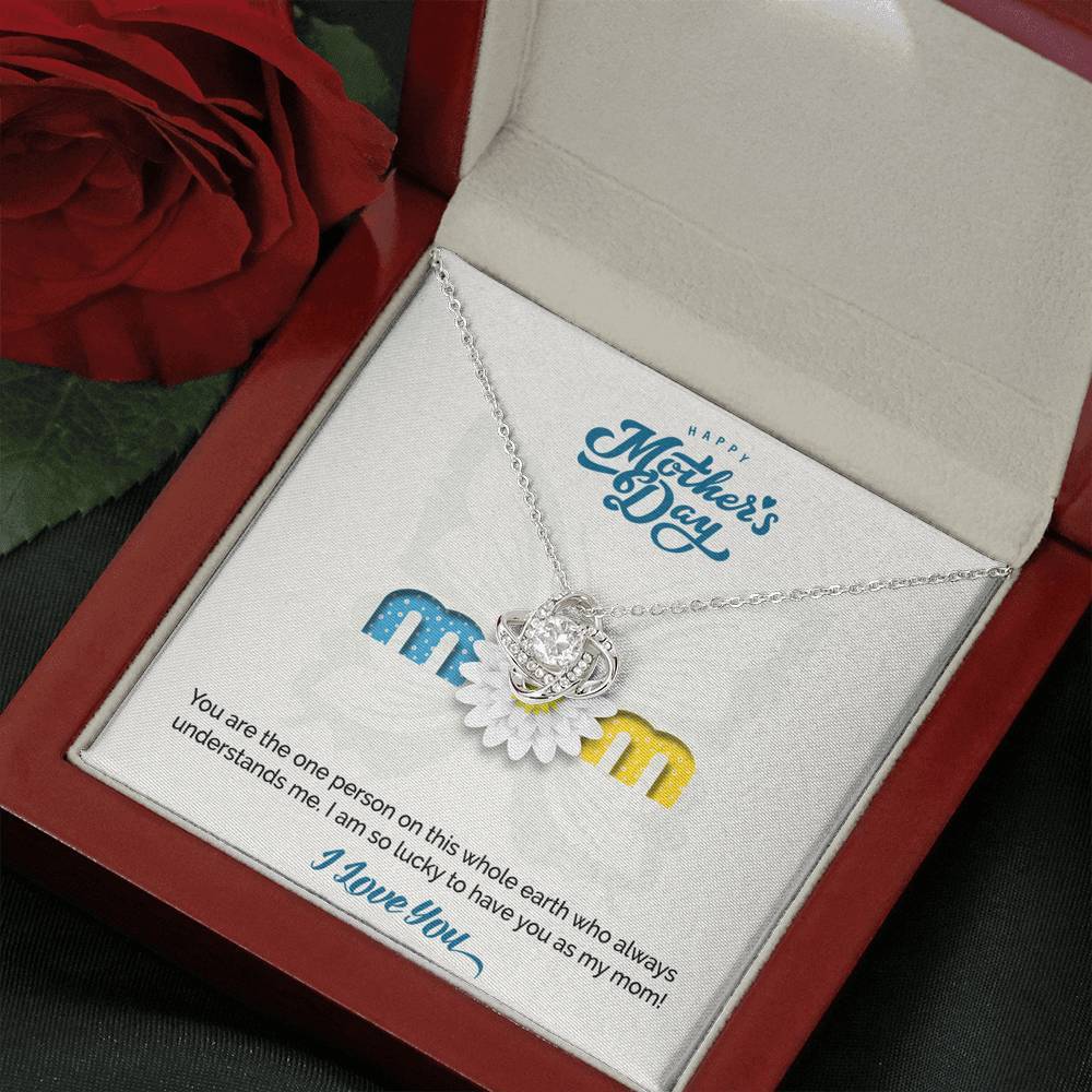 Mother's Day Love Knot Necklace • I Love You Message Card Jewelry ShineOn Fulfillment Mahogany Style Luxury Box 