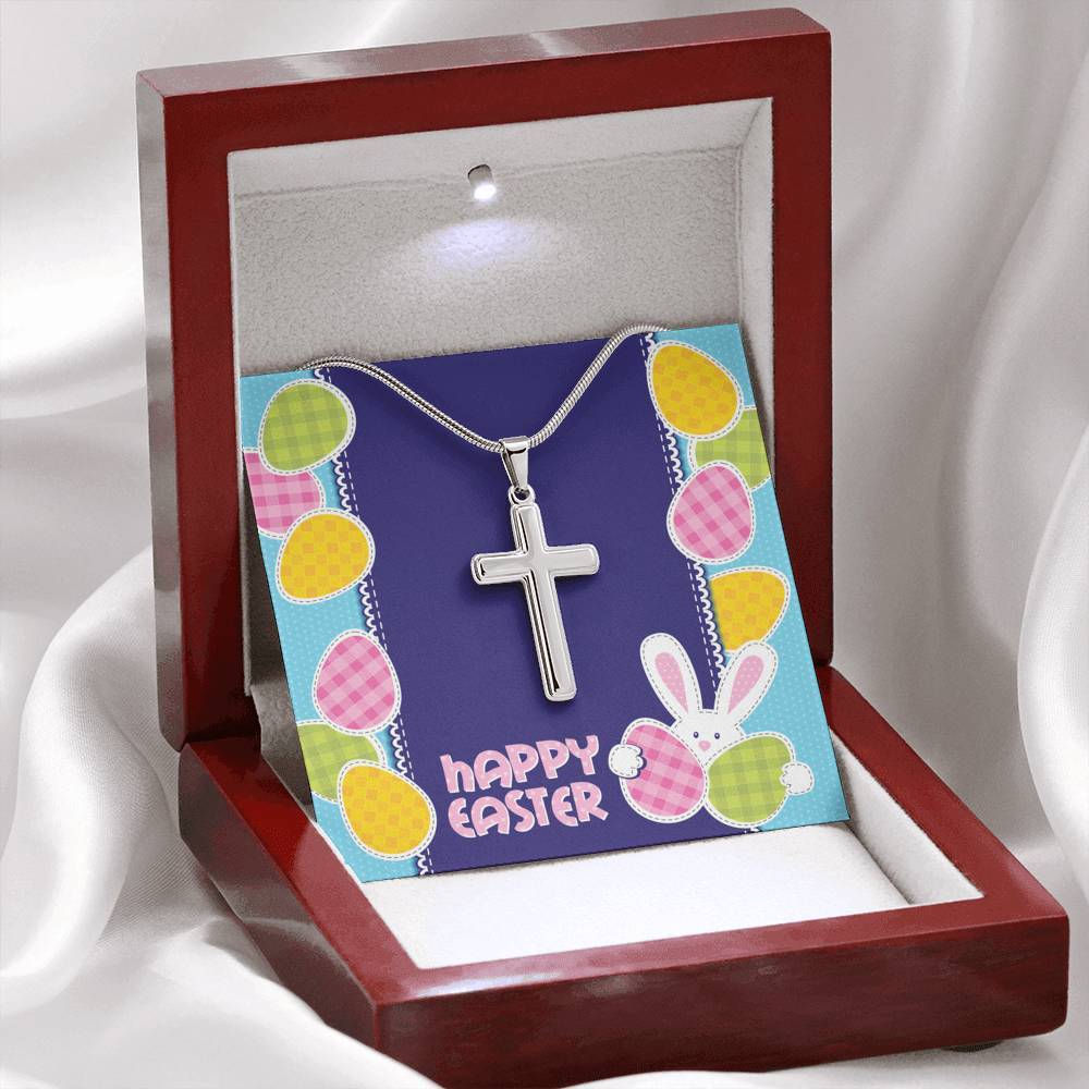 Kid's Easter Cross Necklace • Happy Easter Message Card Jewelry ShineOn Fulfillment 