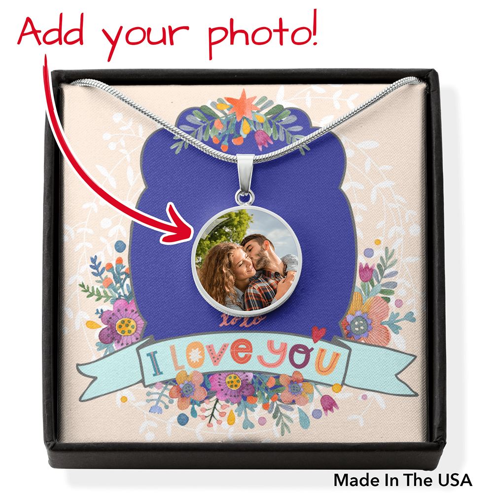 I Love You Photo Charm Pendant • Customize with Your Photo and Message Jewelry ShineOn Fulfillment Silver No 