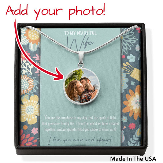 Photo Charm Pendant • Message Card To My Wife Jewelry ShineOn Fulfillment Silver No 