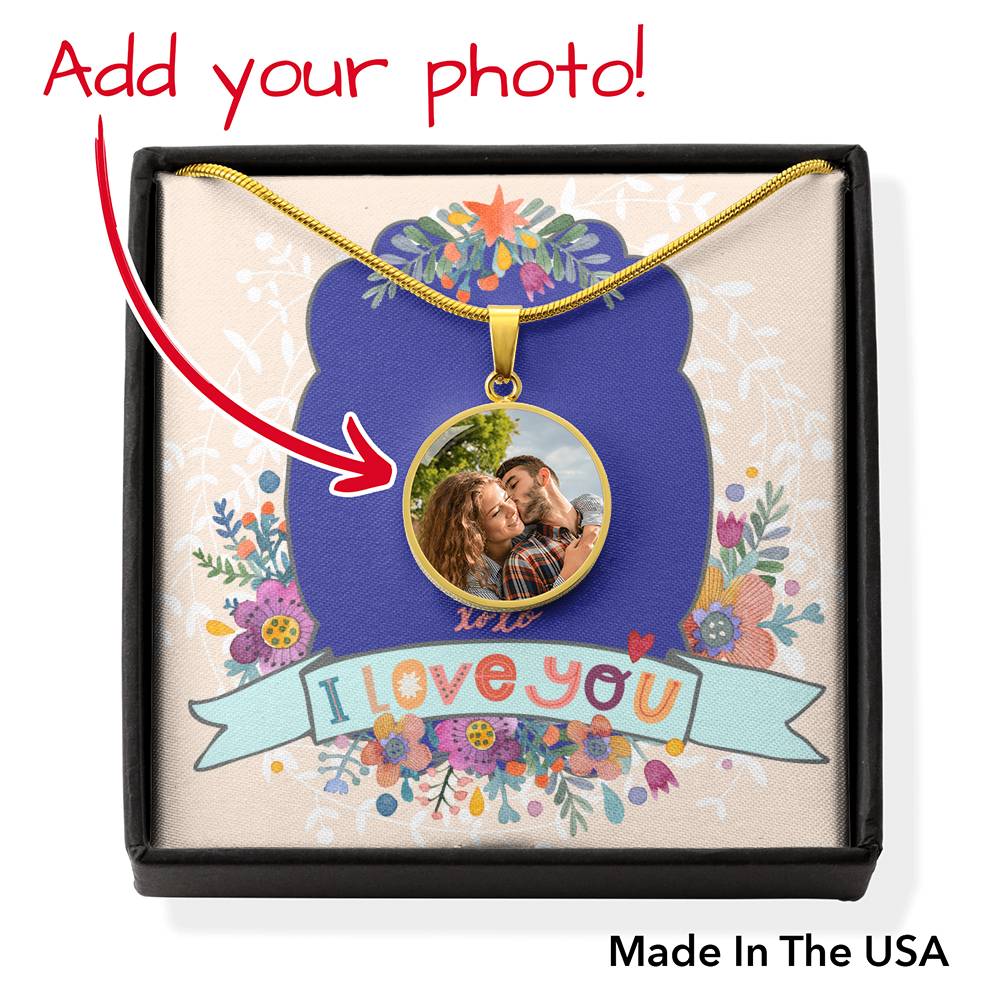 I Love You Photo Charm Pendant • Customize with Your Photo and Message Jewelry ShineOn Fulfillment Gold No 