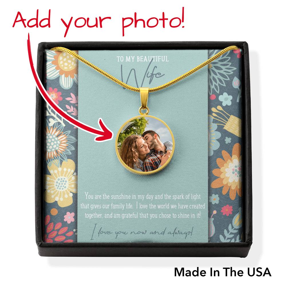 Photo Charm Pendant • Message Card To My Wife Jewelry ShineOn Fulfillment Gold No 